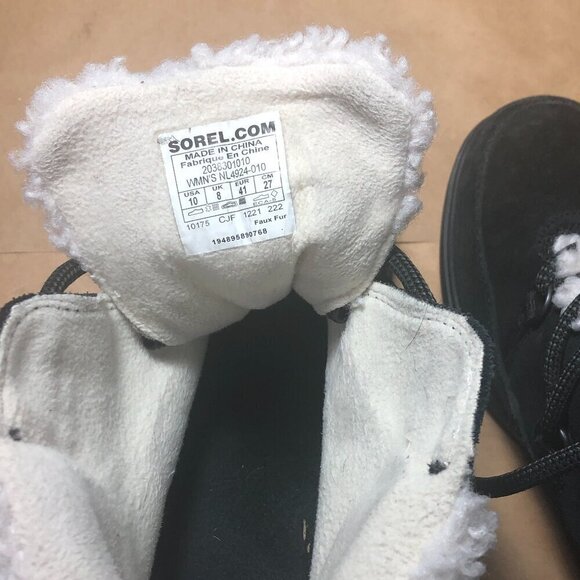 SOREL EVIE Wedge Booties Women's Size 10US 41EUR Black Cozy Lace Up Boots - Picture 5 of 11